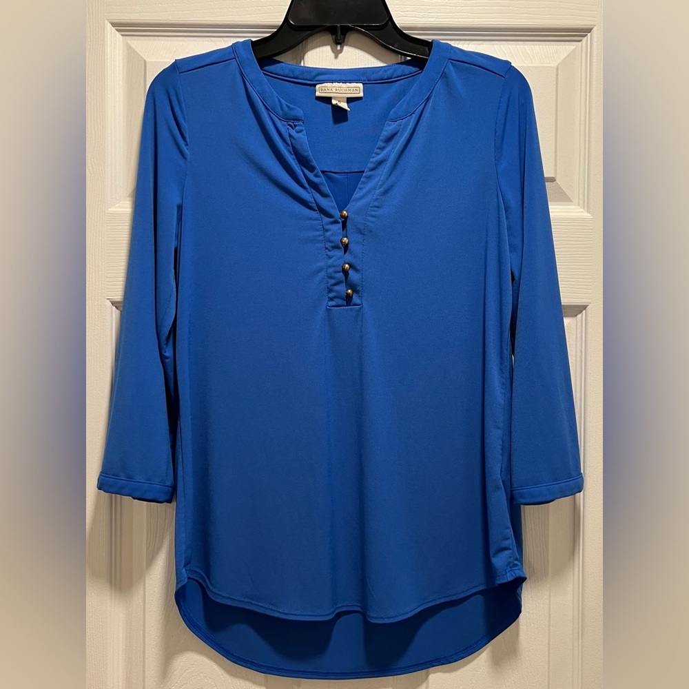 Dana Buchman Women's Royal Blue Button-Accent Blouse